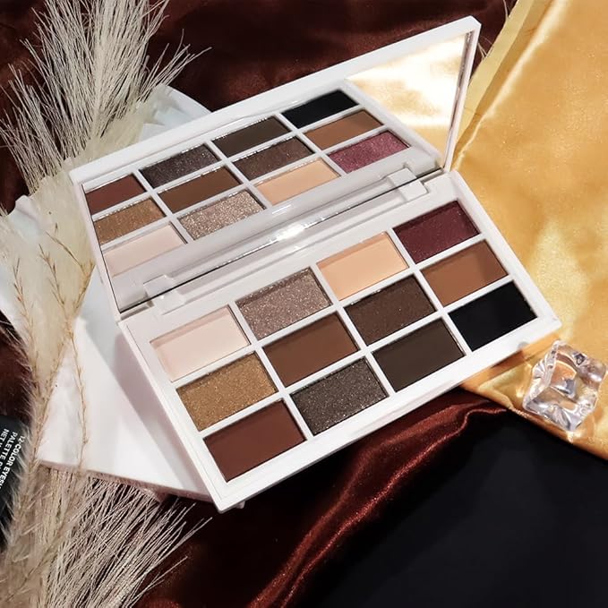 12 Colors Eyeshadow Palette - Nude Brown & Shimmer