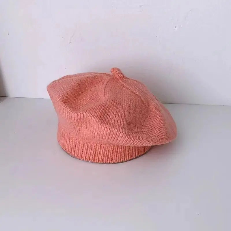Flower Baby Beret Hat – Winter Warm Knitted Beanie Cap for Infant Girls