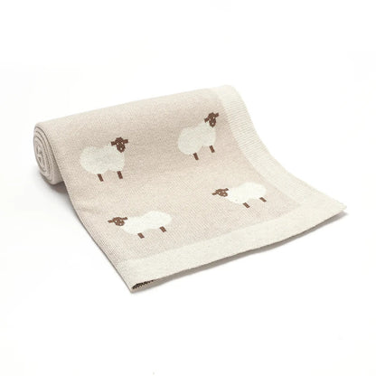 Knitted Baby Cotton Blanket – Soft Stroller Wrap & Nursery Quilt for Boys and Girls