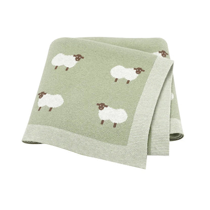Knitted Baby Cotton Blanket – Soft Stroller Wrap & Nursery Quilt for Boys and Girls