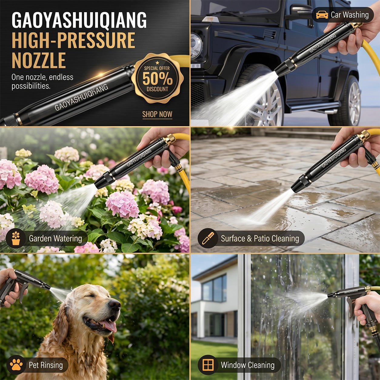 🔥LAST DAY 55% OFF - Home High-Pressure Car Wash Water Gun