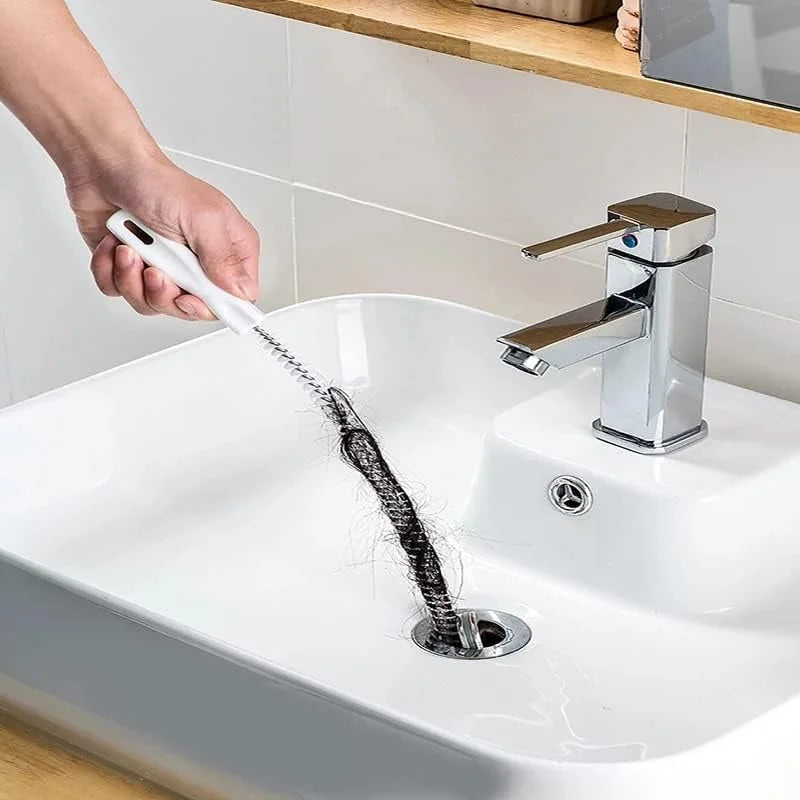 Flexible Pipe Dredging Brush for Bathroom & Kitchen Sink – Hair & Debris Cleaner