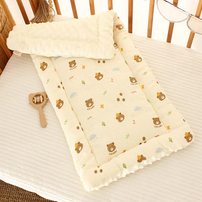 Double-Sided Baby Crib Mattress Pad – Thick Cotton Toddler Bed Cushion for Cradle & Stroller