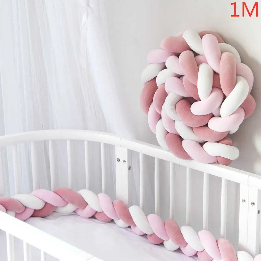 Braided Baby Bed Bumper – Soft Knot Crib Bumper for Infant Cradle Protection (1M–4M)