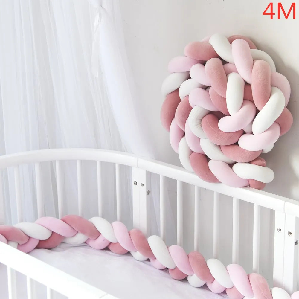 Braided Baby Bed Bumper – Soft Knot Crib Bumper for Infant Cradle Protection (1M–4M)