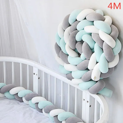 Braided Baby Bed Bumper – Soft Knot Crib Bumper for Infant Cradle Protection (1M–4M)