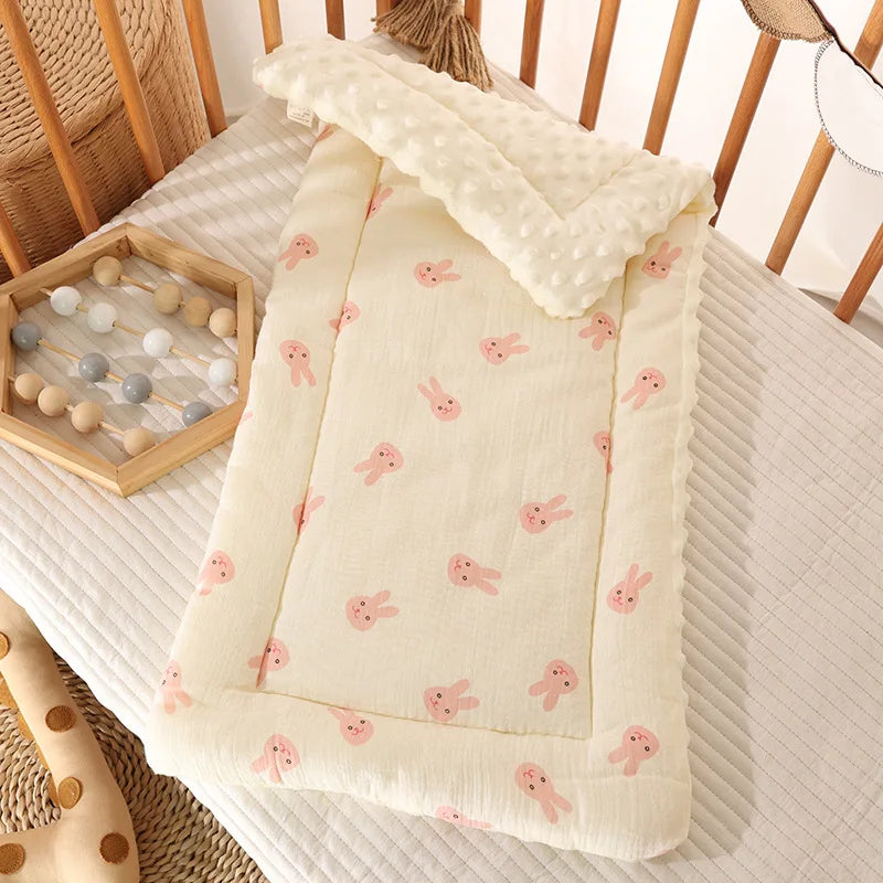 Double-Sided Baby Crib Mattress Pad – Thick Cotton Toddler Bed Cushion for Cradle & Stroller