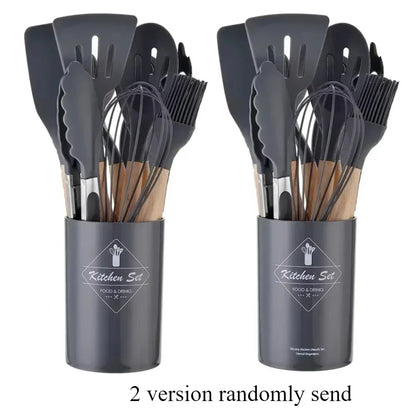12PCS Food Grade Silicone Kitchen Cookware Utensils Turner Spatula Measuring Spoon Practical Cooking Tool Kitchenware Set