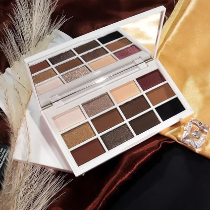 12 Colors Eyeshadow Palette - Nude Brown & Shimmer