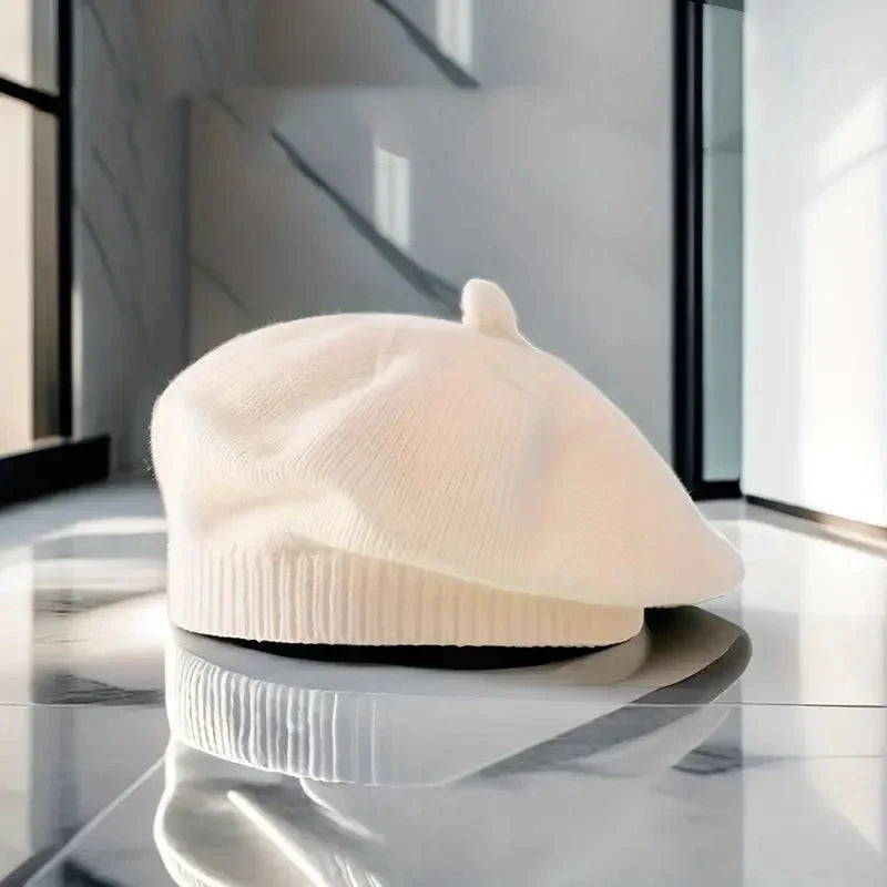 Flower Baby Beret Hat – Winter Warm Knitted Beanie Cap for Infant Girls