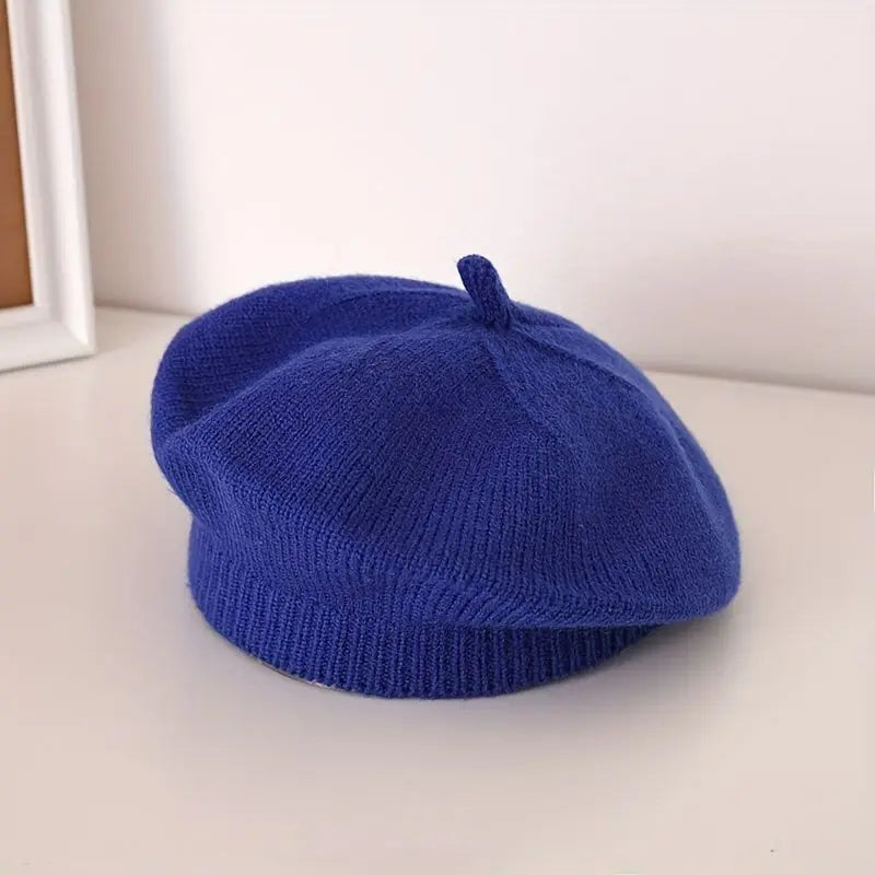 Flower Baby Beret Hat – Winter Warm Knitted Beanie Cap for Infant Girls