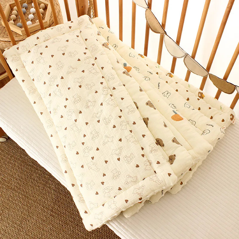 Double-Sided Baby Crib Mattress Pad – Thick Cotton Toddler Bed Cushion for Cradle & Stroller