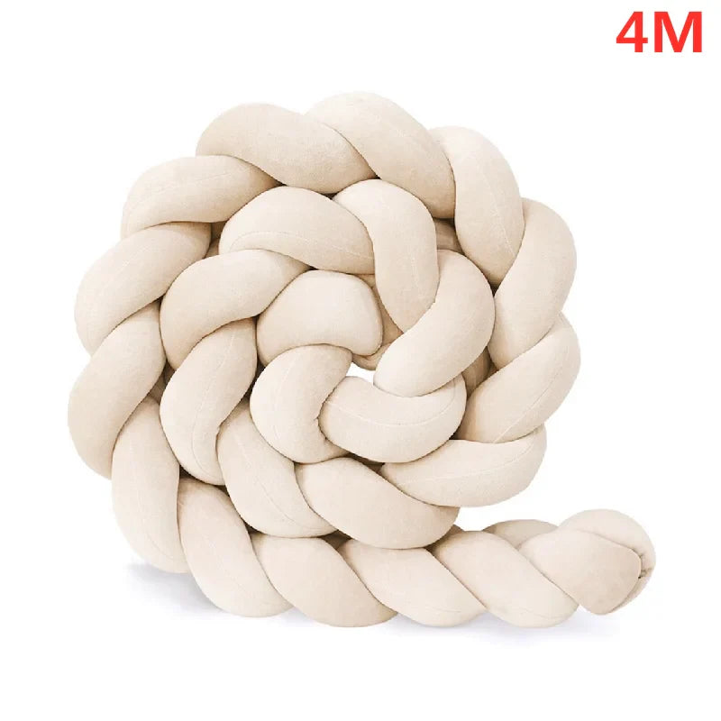 Braided Baby Bed Bumper – Soft Knot Crib Bumper for Infant Cradle Protection (1M–4M)